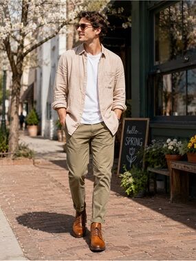 Call It Spring Men's Tan Leather Chukka Boots